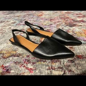 Black Sarto sling back flats